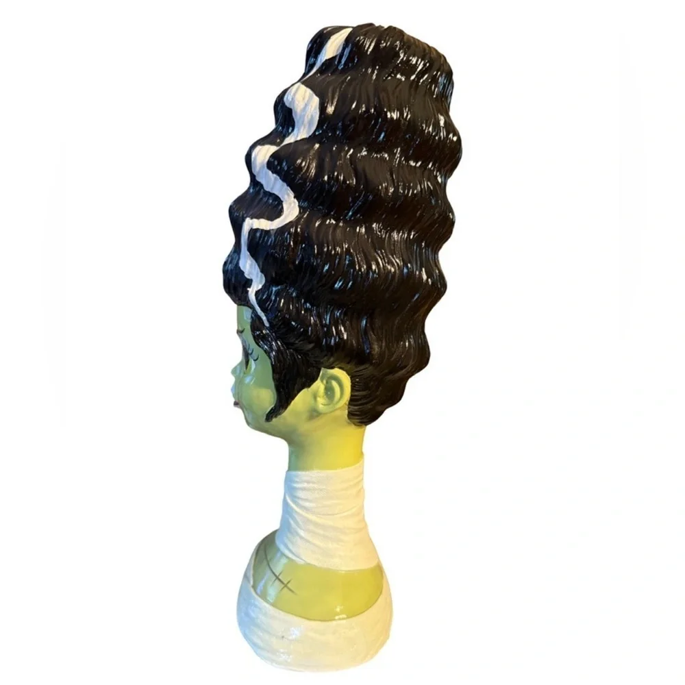 Bride of Frankenstein NWT Spooky Green & Black 15” Resin Halloween Decor
